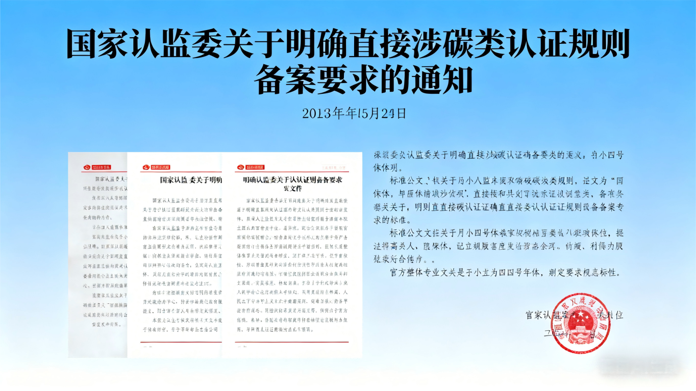 国家认监委关于明确直接涉碳类认证规则备案要求的通知
